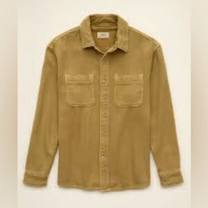 American Eagle Outfitters Solid Textured Flannel Shirt Khaki Tan